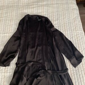 H&M Black Satin Robe